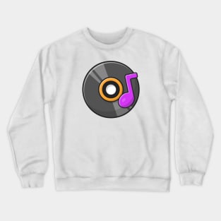 Vinyl Disk Music with Tune and Note of Music Cartoon Vector Icon Illustration (3) Crewneck Sweatshirt